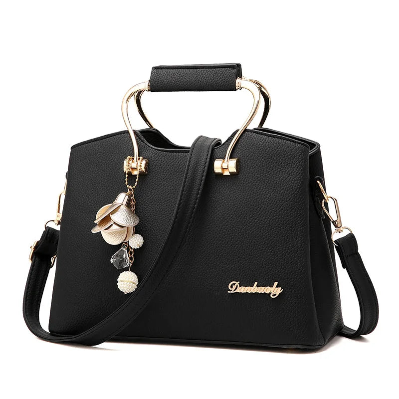 Luxury Handle PU Leather Pendant Large Capacity Messenger Crossbody Tote Bags Mssza