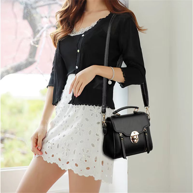 Luxury High Quality PU Leather Flap Crossbody Shoulder Small Square Bag Mssza