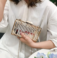 Luxury Iron Cage Metal Hollow Out Evening Clutch Purse Party Wedding Prom Chain Crossbody Bags Mssza