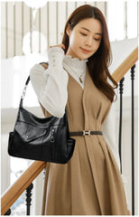 Luxury Large Capacity Retro Pu Leather Tote Designer Shoulder Crossbody Bag Mssza
