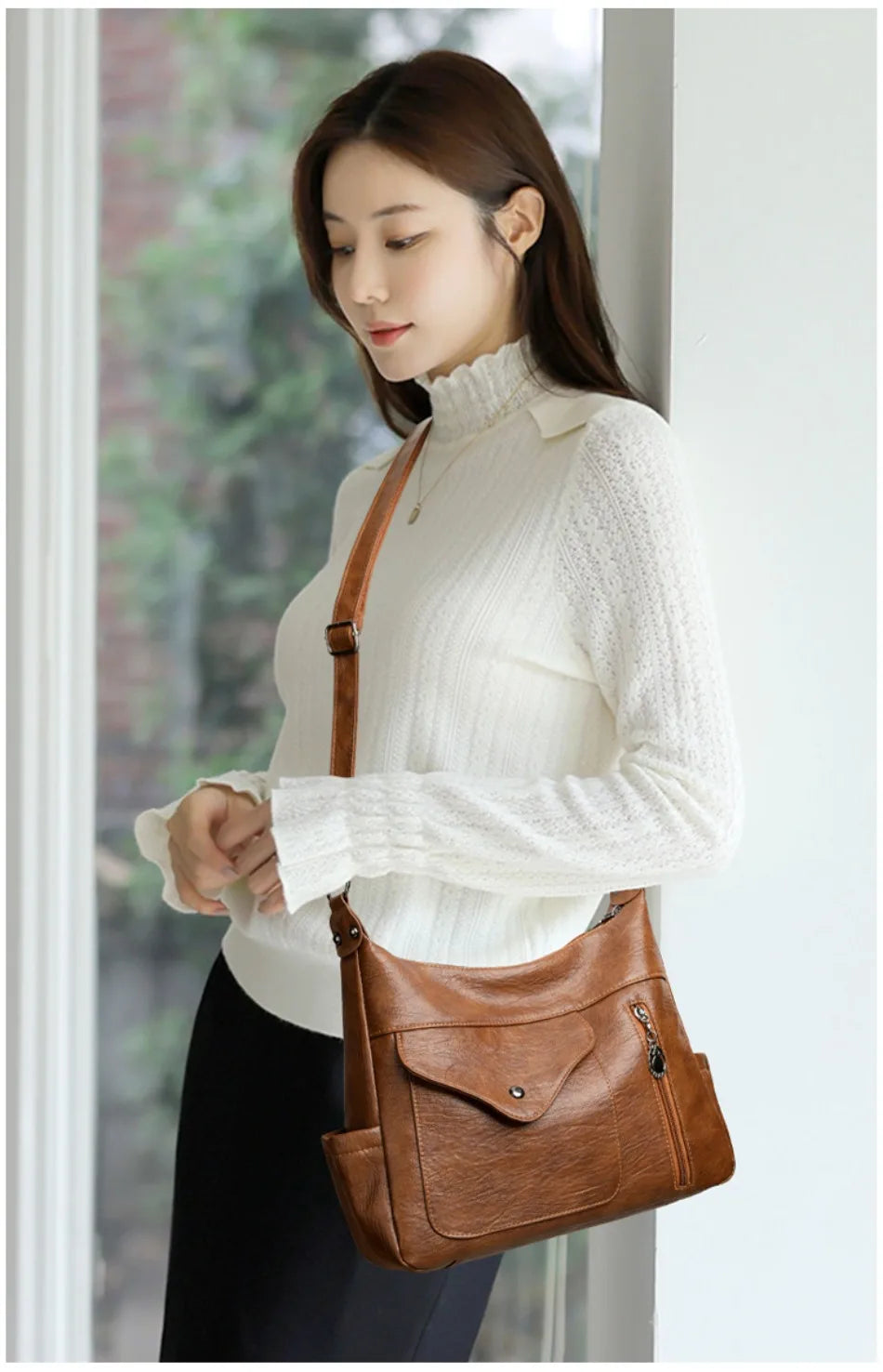 Luxury Large Capacity Retro Pu Leather Tote Designer Shoulder Crossbody Bag Mssza