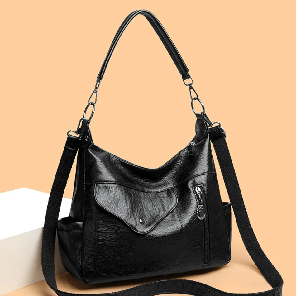 Luxury Large Capacity Retro Pu Leather Tote Designer Shoulder Crossbody Bag Mssza