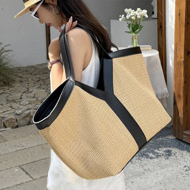 Luxury Large-capacity Genuine Leather Tote Crocodile Pattern Shoulder Bag Mssza