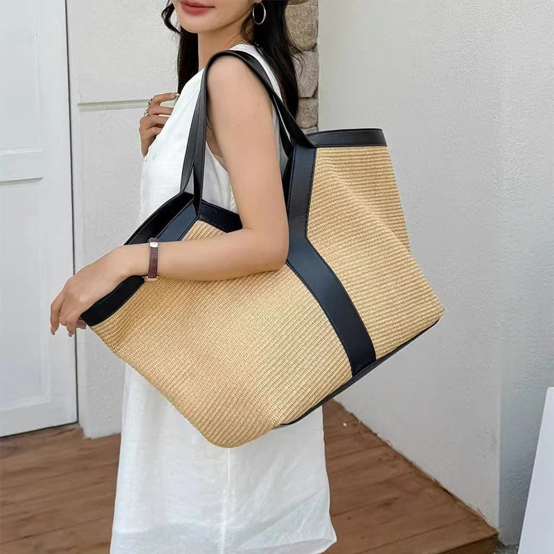 Luxury Large-capacity Genuine Leather Tote Crocodile Pattern Shoulder Bag Mssza