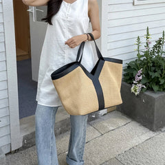 Luxury Large-capacity Genuine Leather Tote Crocodile Pattern Shoulder Bag Mssza