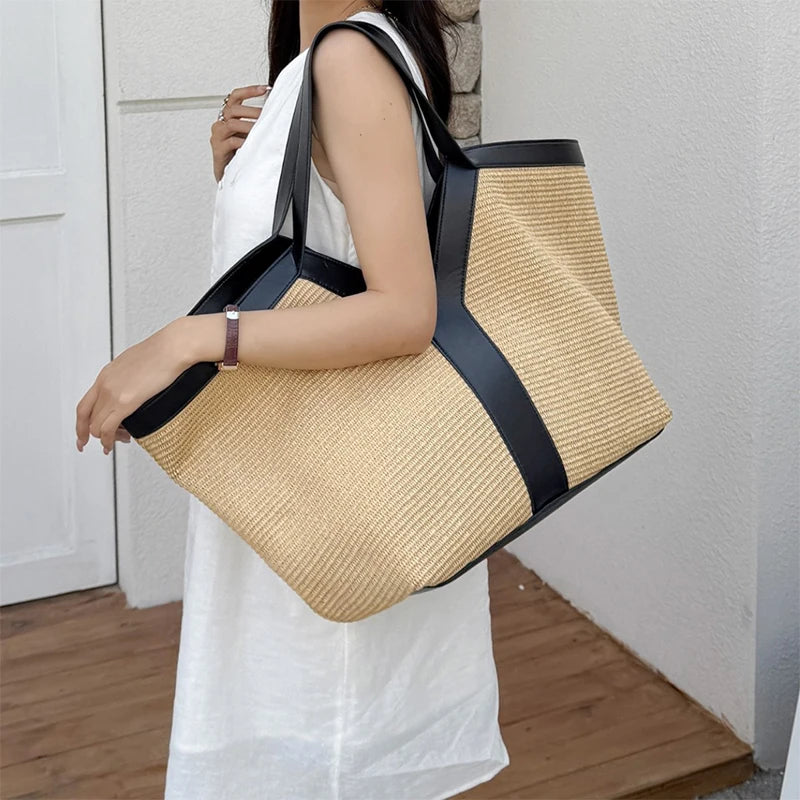 Luxury Large-capacity Genuine Leather Tote Crocodile Pattern Shoulder Bag Mssza