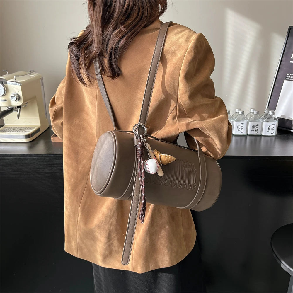Luxury Latest Designer Multifunctional Cylinder Shaped Cross Body With Pendant Shoulder Bags Mssza