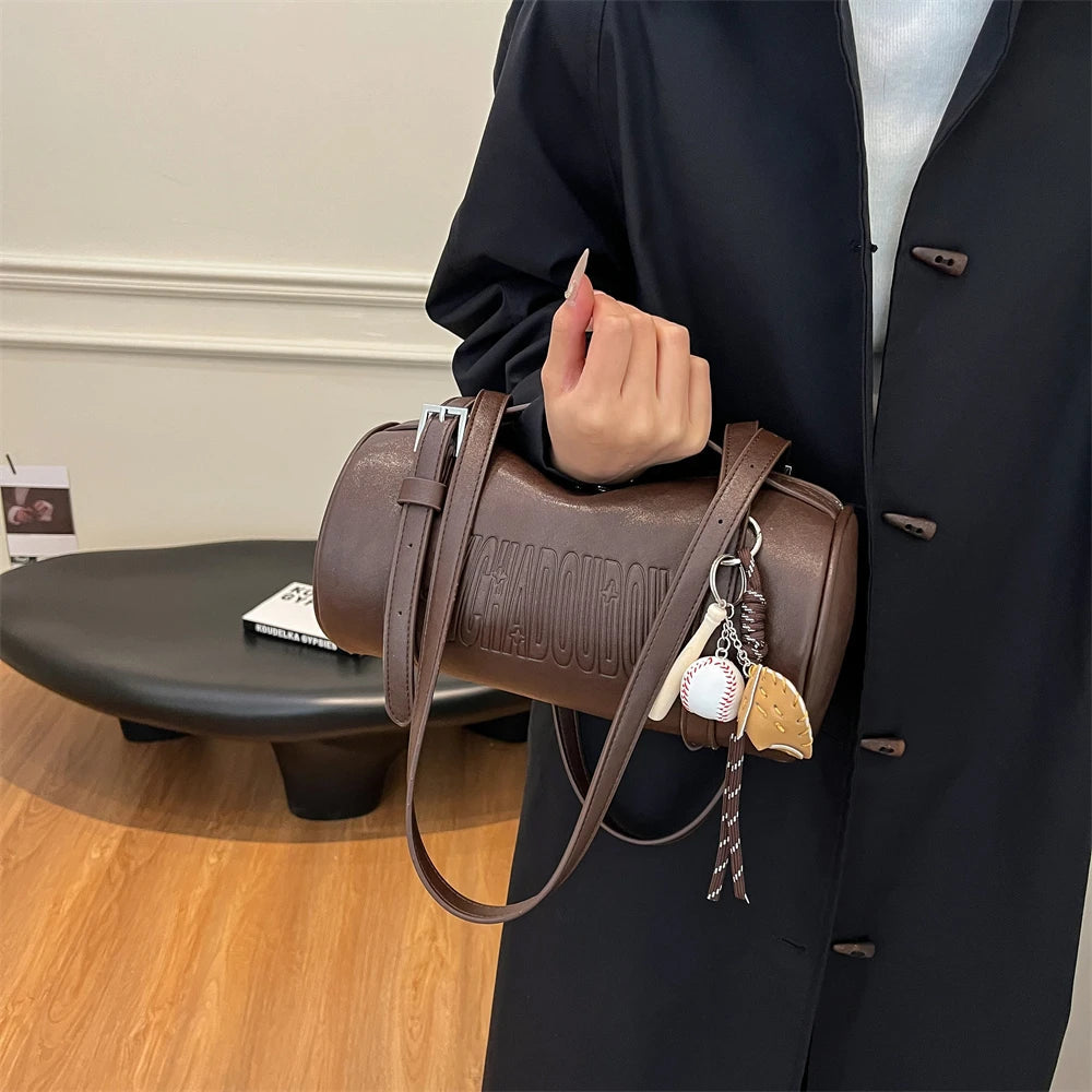 Luxury Latest Designer Multifunctional Cylinder Shaped Cross Body With Pendant Shoulder Bags Mssza