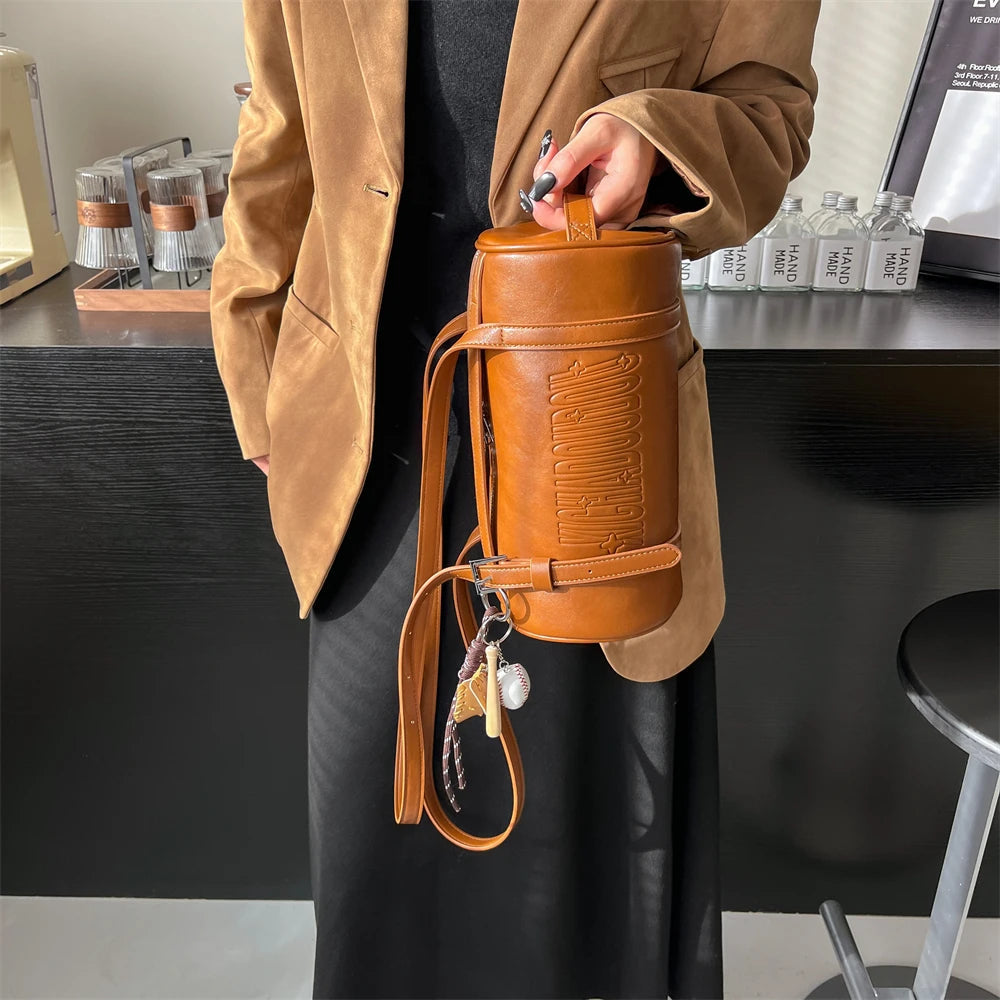 Luxury Latest Designer Multifunctional Cylinder Shaped Cross Body With Pendant Shoulder Bags Mssza