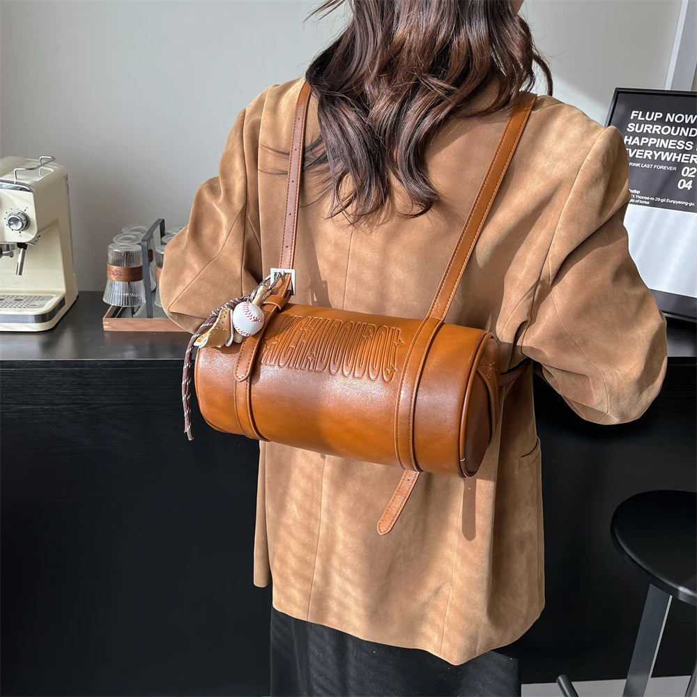 Luxury Latest Designer Multifunctional Cylinder Shaped Cross Body With Pendant Shoulder Bags Mssza