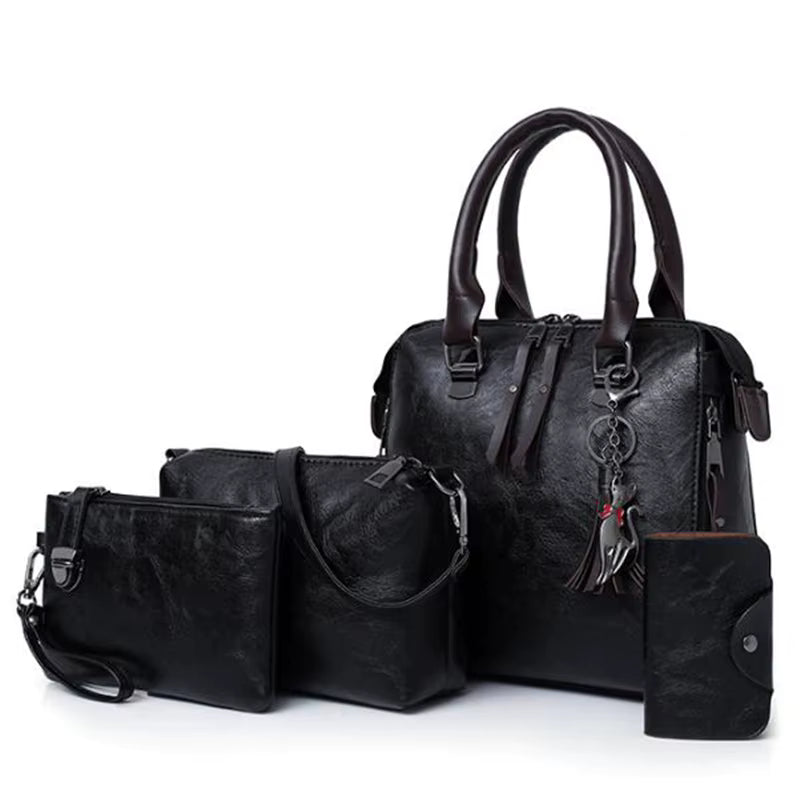Luxury Leather Designer Top-Handle Shoulder Tassel 4pcs Bag set Mssza