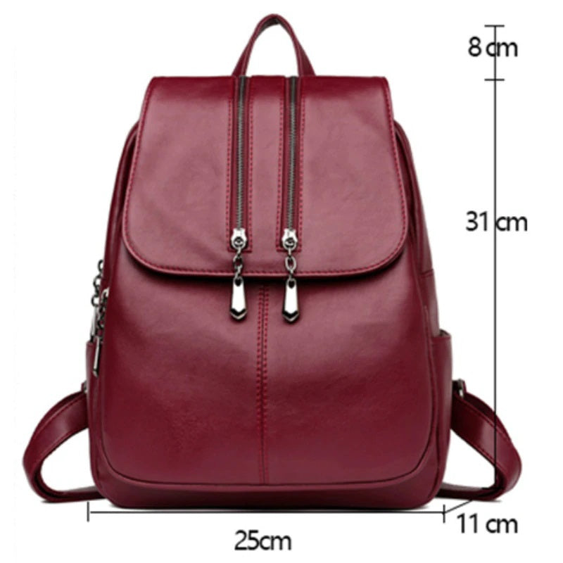 Luxury Leather School College Travel Backpacks Mssza