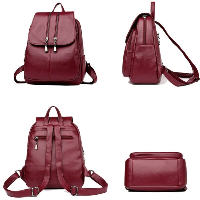 Luxury Leather School College Travel Backpacks Mssza