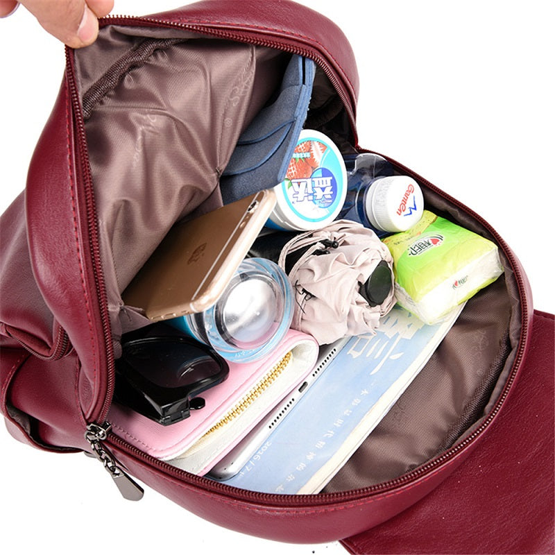 Luxury Leather School College Travel Backpacks Mssza