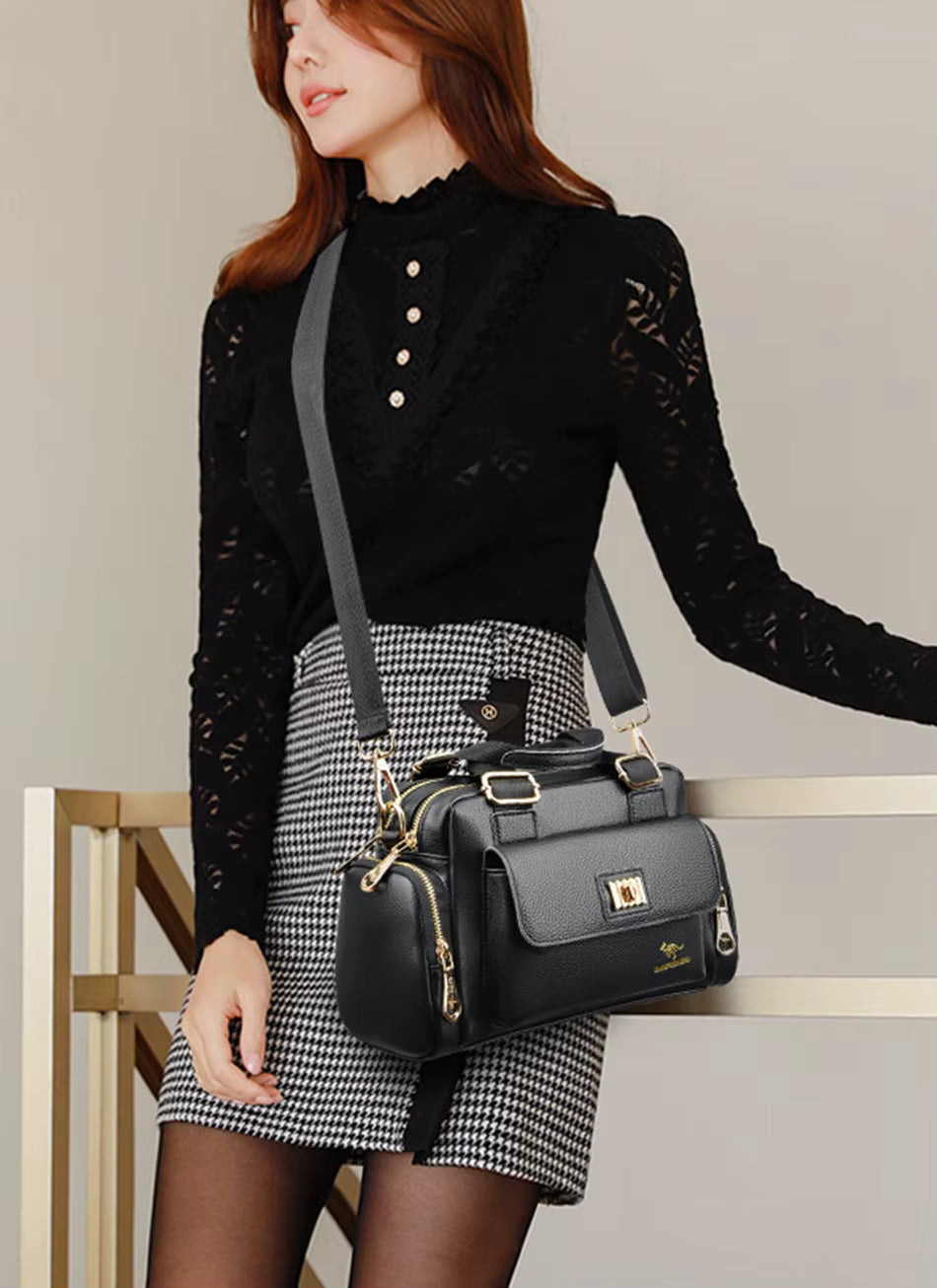 Luxury Letter zipper PU Leather Crossbody Shopping Designer Bag Mssza