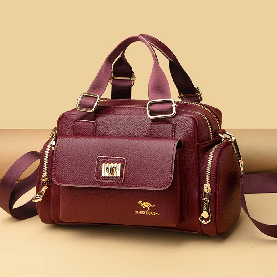 Luxury Letter zipper PU Leather Crossbody Shopping Designer Bag Mssza