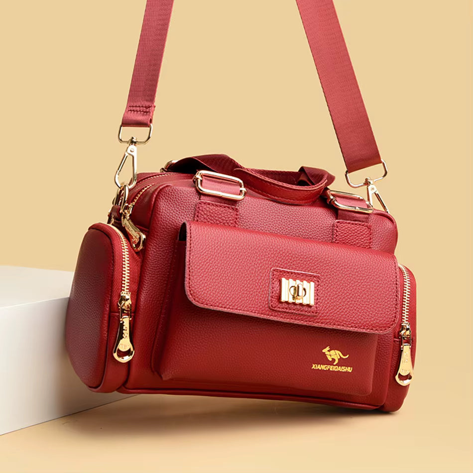 Luxury Letter zipper PU Leather Crossbody Shopping Designer Bag Mssza