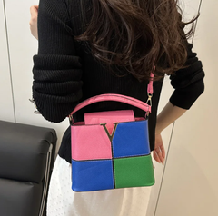 Luxury Light Contrast Color High-end Bucket Simple Stitching Commuter Shoulder Messenger Handbag Mssza