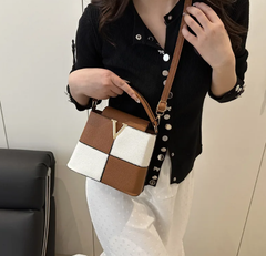 Luxury Light Contrast Color High-end Bucket Simple Stitching Commuter Shoulder Messenger Handbag Mssza