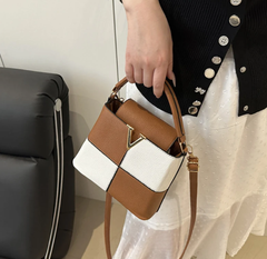 Luxury Light Contrast Color High-end Bucket Simple Stitching Commuter Shoulder Messenger Handbag Mssza