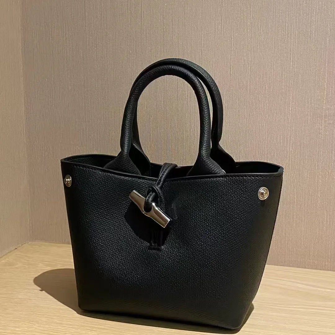 Luxury Light Leather High-quality Bamboo Mini Phone Water Bucket Crossbody Bag Mssza