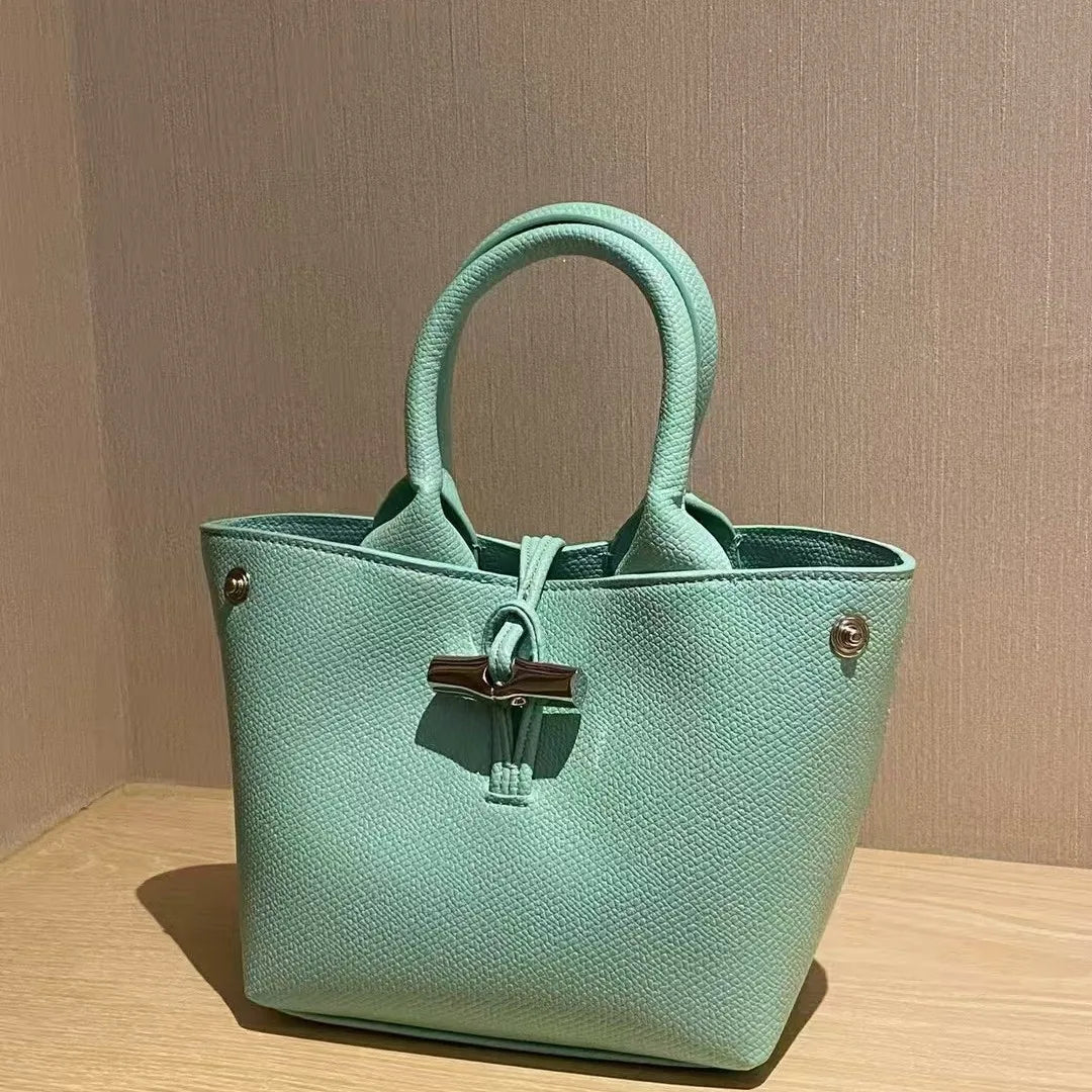 Luxury Light Leather High-quality Bamboo Mini Phone Water Bucket Crossbody Bag Mssza