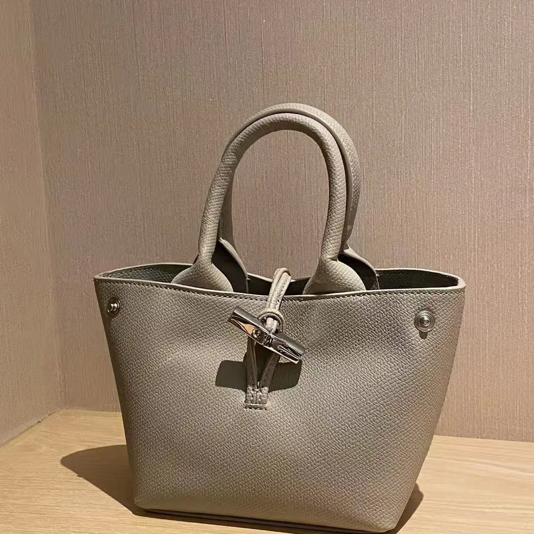 Luxury Light Leather High-quality Bamboo Mini Phone Water Bucket Crossbody Bag Mssza
