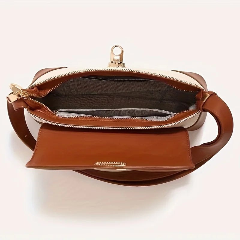 Luxury Light Patchwork Flap Pocket Button Closure Hasp Crossbody Shoulder Bag Mssza