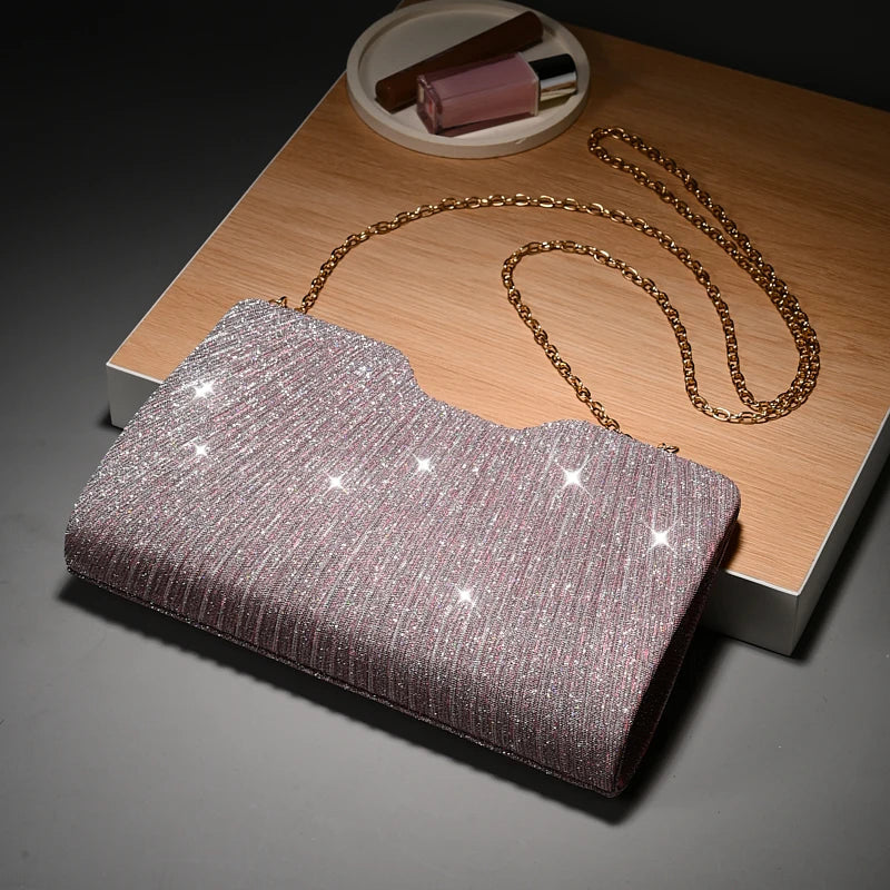 Luxury Light Pattern Chain Simple And Versatile Wedding Party Evening Shoulder Bag Mssza