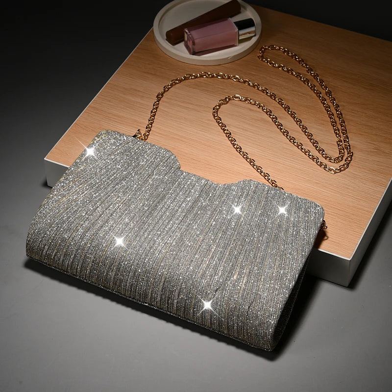 Luxury Light Pattern Chain Simple And Versatile Wedding Party Evening Shoulder Bag Mssza