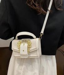 Luxury Metal Square Leather Shoulder Bags Mssza