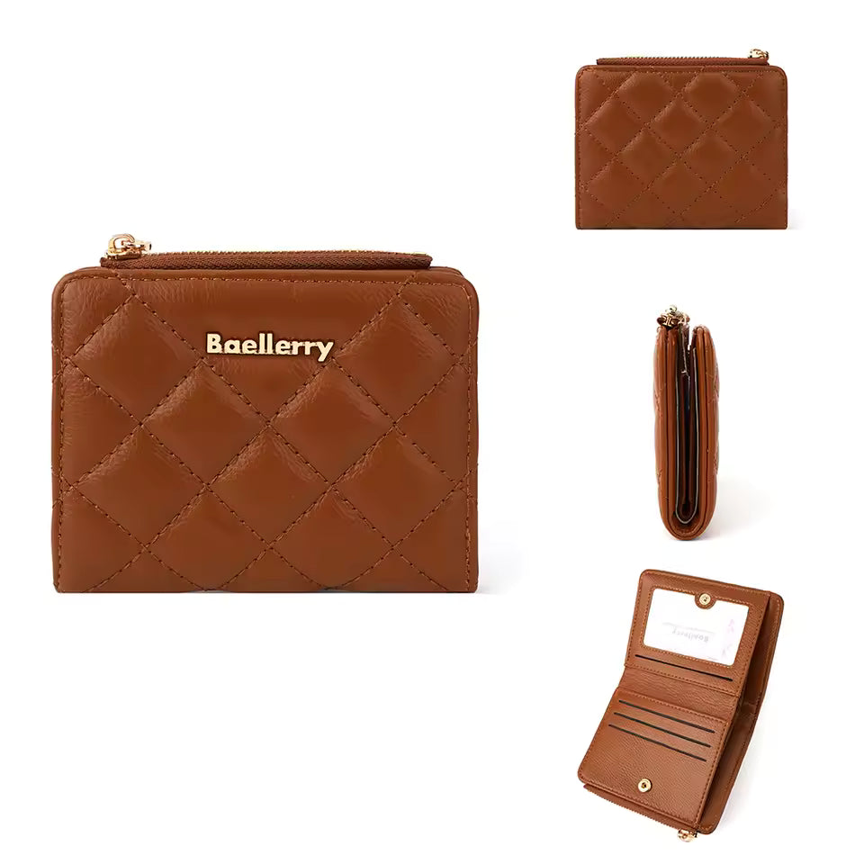 Luxury PU Leather Card Holder Coin Pocket Zipper Short Wallet Mssza