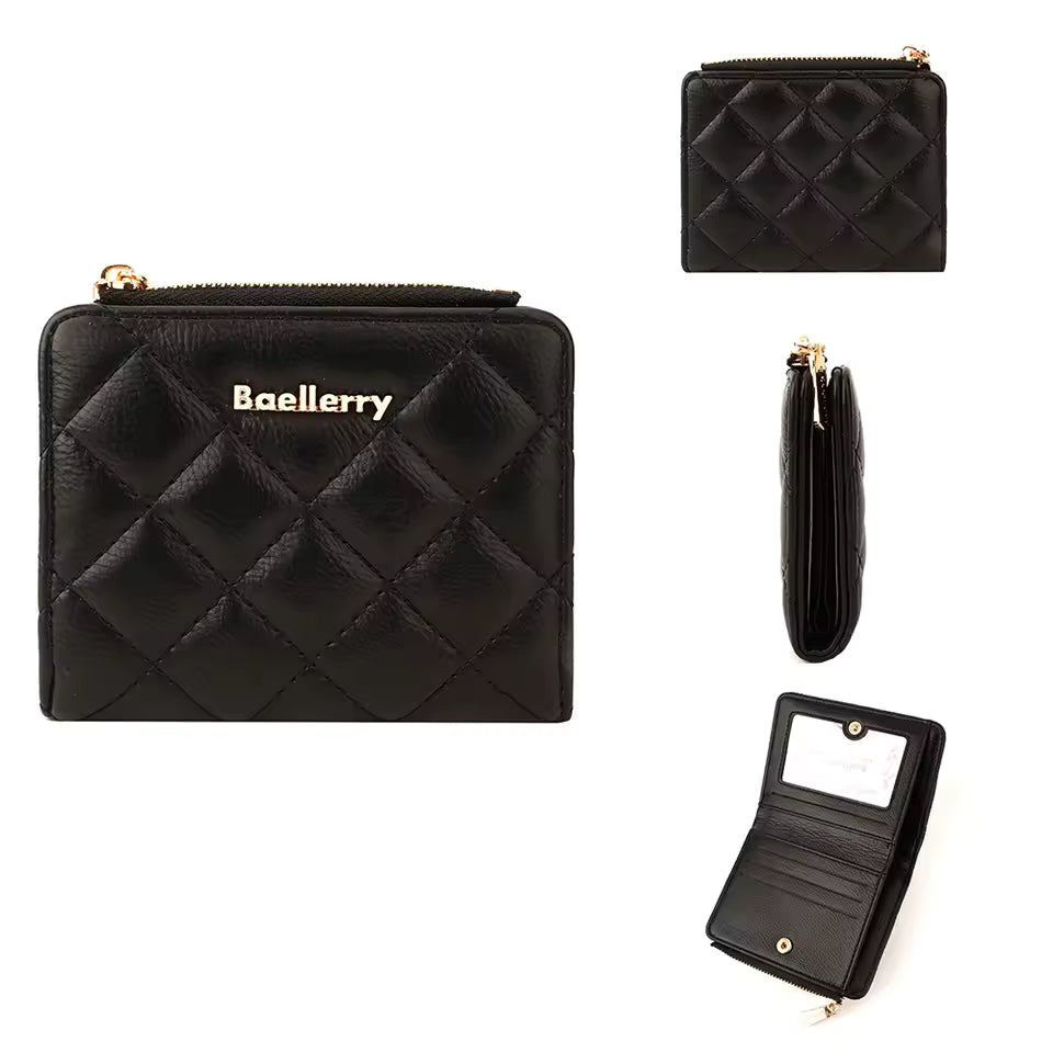 Luxury PU Leather Card Holder Coin Pocket Zipper Short Wallet Mssza