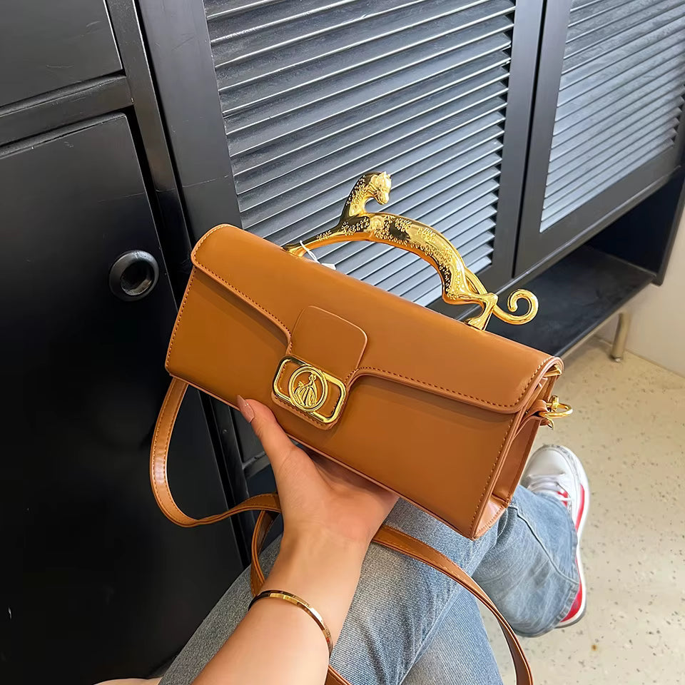 Luxury PU Leather Metal Buckle Zipper Shoulder Bags Mssza