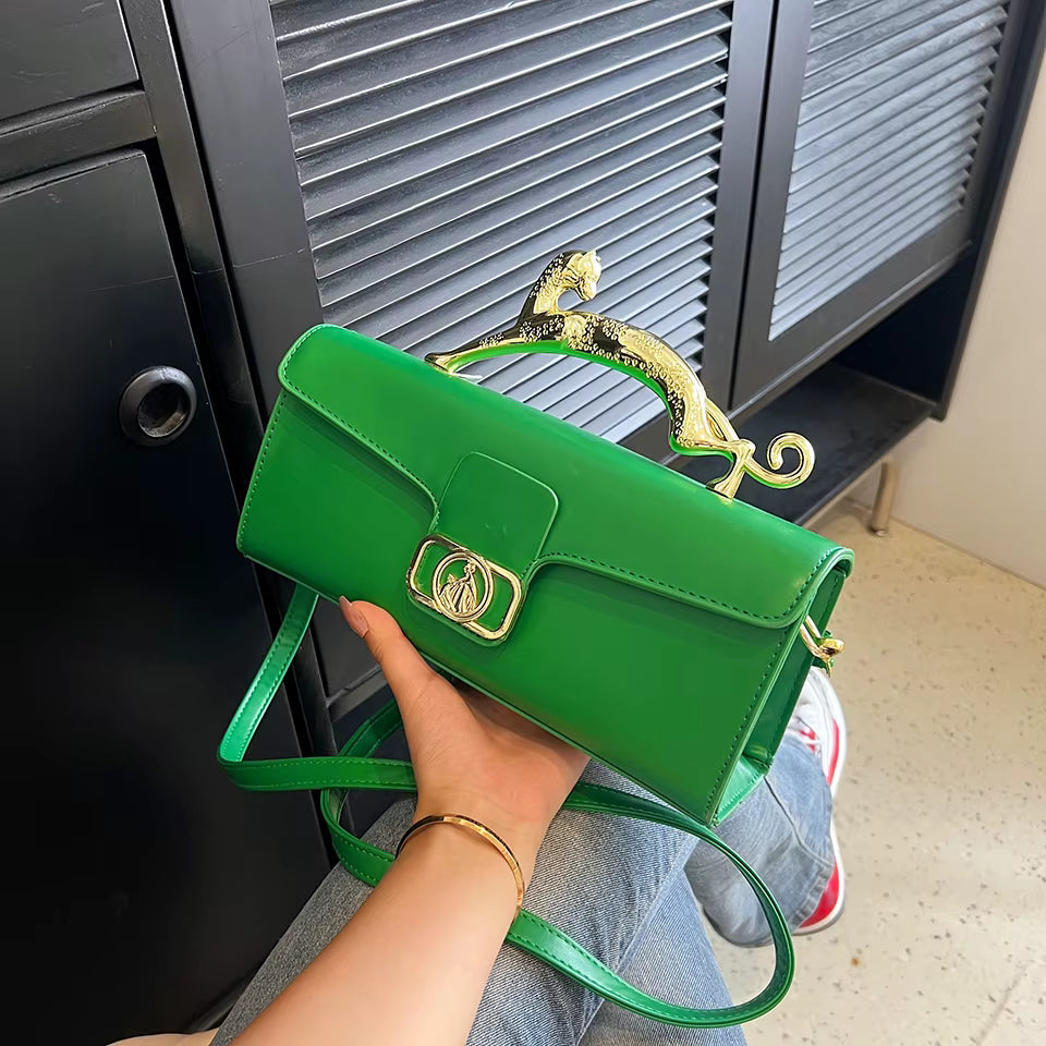 Luxury PU Leather Metal Buckle Zipper Shoulder Bags Mssza