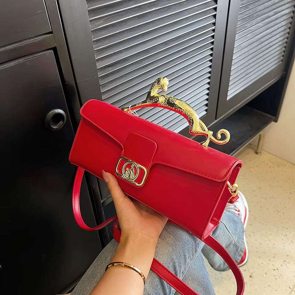 Luxury PU Leather Metal Buckle Zipper Shoulder Bags Mssza