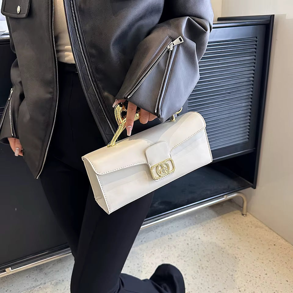 Luxury PU Leather Metal Buckle Zipper Shoulder Bags Mssza
