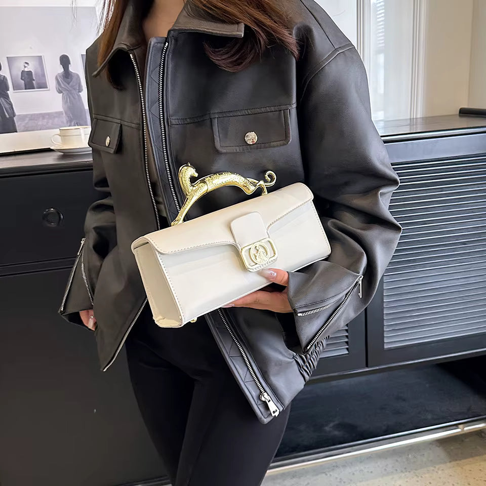Luxury PU Leather Metal Buckle Zipper Shoulder Bags Mssza