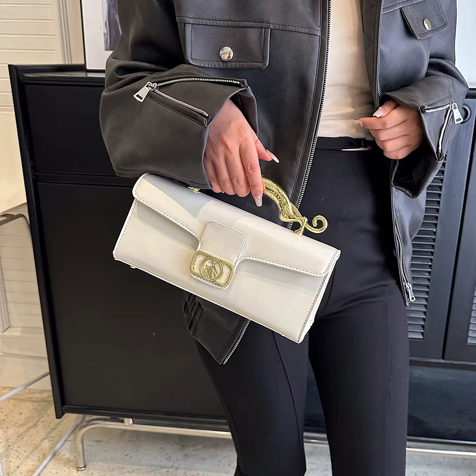 Luxury PU Leather Metal Buckle Zipper Shoulder Bags Mssza
