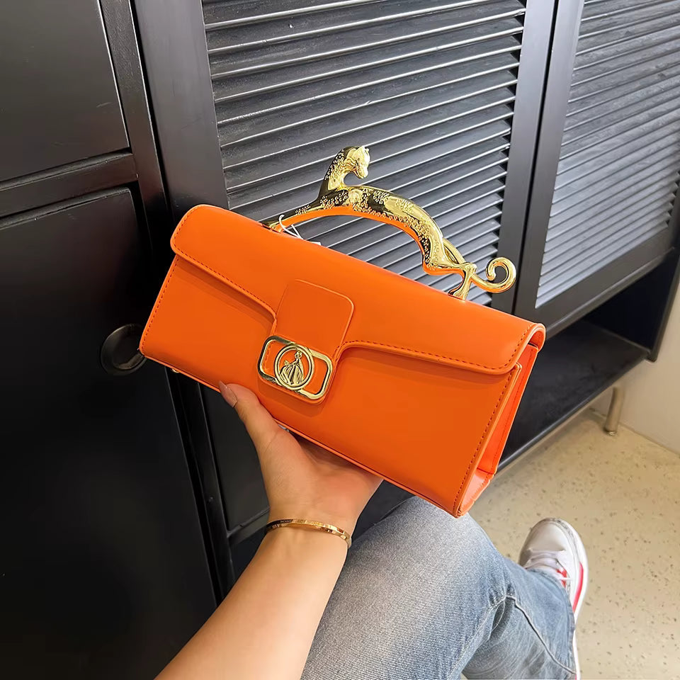 Luxury PU Leather Metal Buckle Zipper Shoulder Bags Mssza