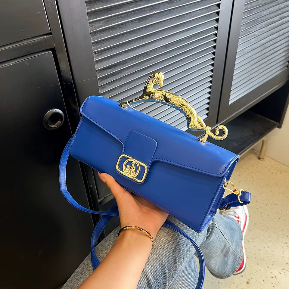 Luxury PU Leather Metal Buckle Zipper Shoulder Bags Mssza