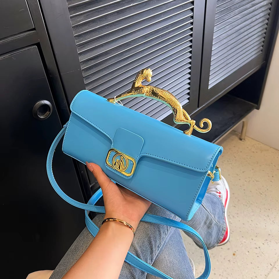Luxury PU Leather Metal Buckle Zipper Shoulder Bags Mssza