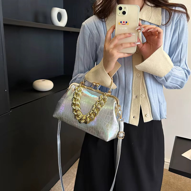 Luxury PU Leather Stone Pattern Shell Clip Party Wedding Designer Clutch Mssza