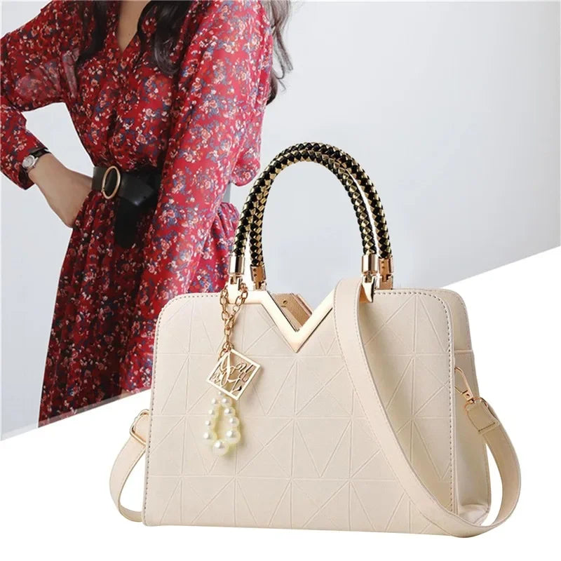 Luxury Patchwork Shoulder Messenger Office Work PU Leather Bag Mssza
