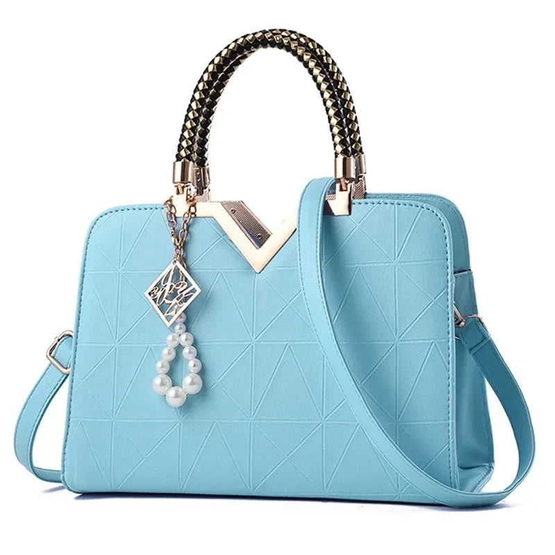 Luxury Patchwork Shoulder Messenger Office Work PU Leather Bag Mssza