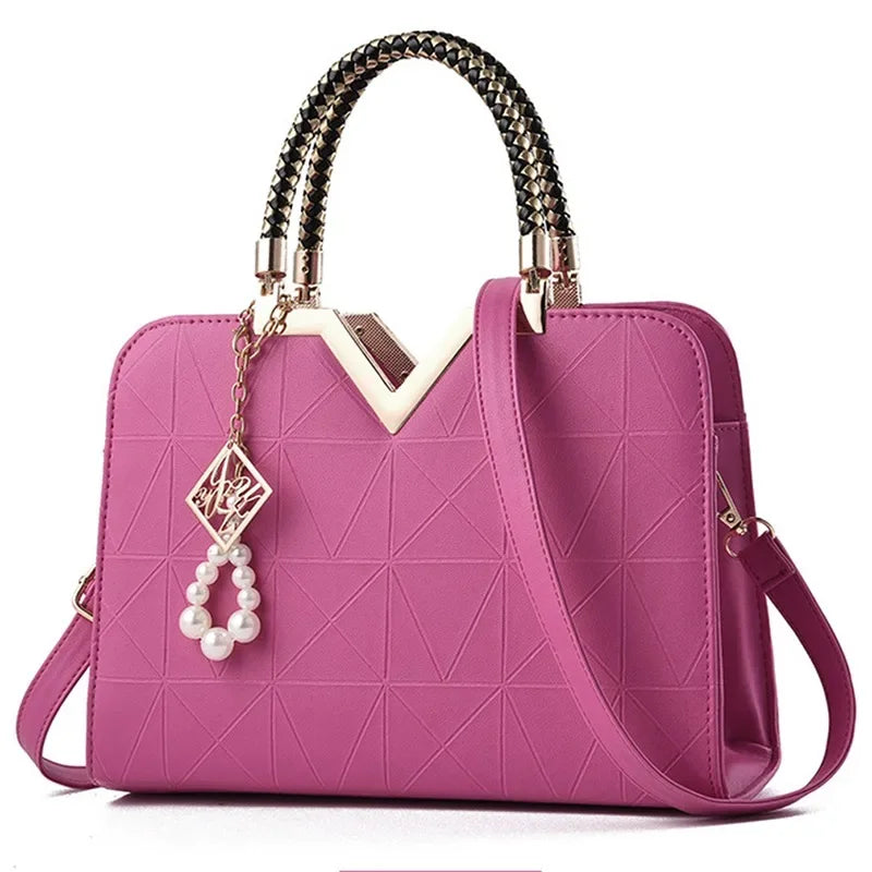 Luxury Patchwork Shoulder Messenger Office Work PU Leather Bag Mssza