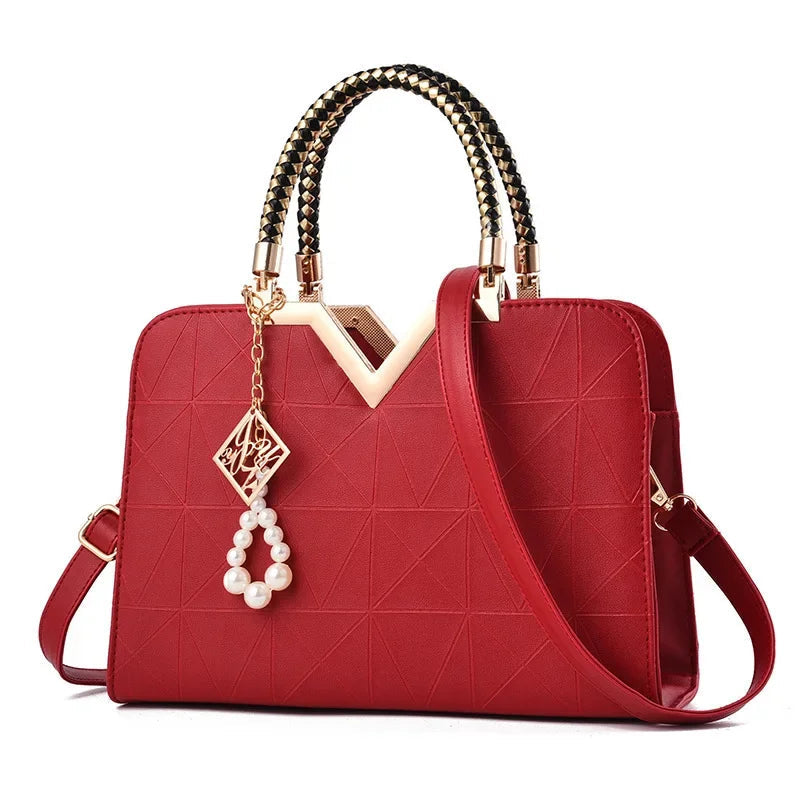 Luxury Patchwork Shoulder Messenger Office Work PU Leather Bag Mssza