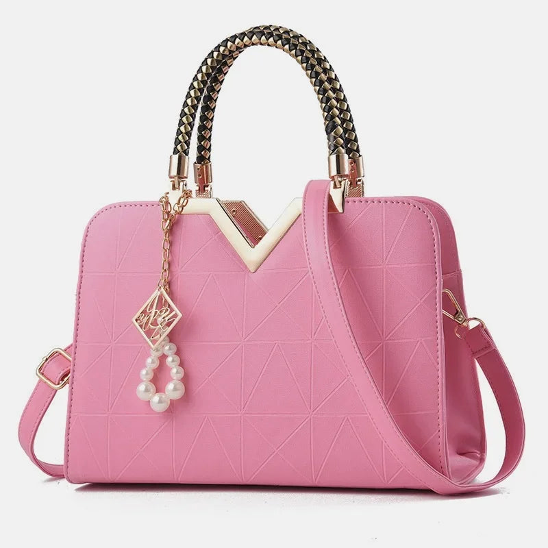 Luxury Patchwork Shoulder Messenger Office Work PU Leather Bag Mssza