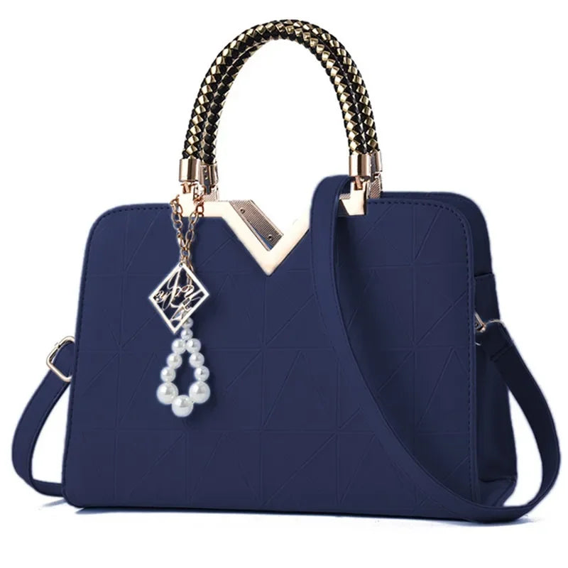 Luxury Patchwork Shoulder Messenger Office Work PU Leather Bag Mssza