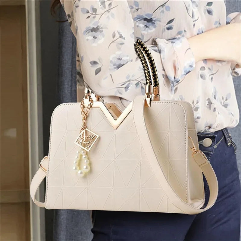 Luxury Patchwork Shoulder Messenger Office Work PU Leather Bag Mssza